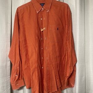 Ralph Lauren Men's Orange Plaid Button-Down Shirt